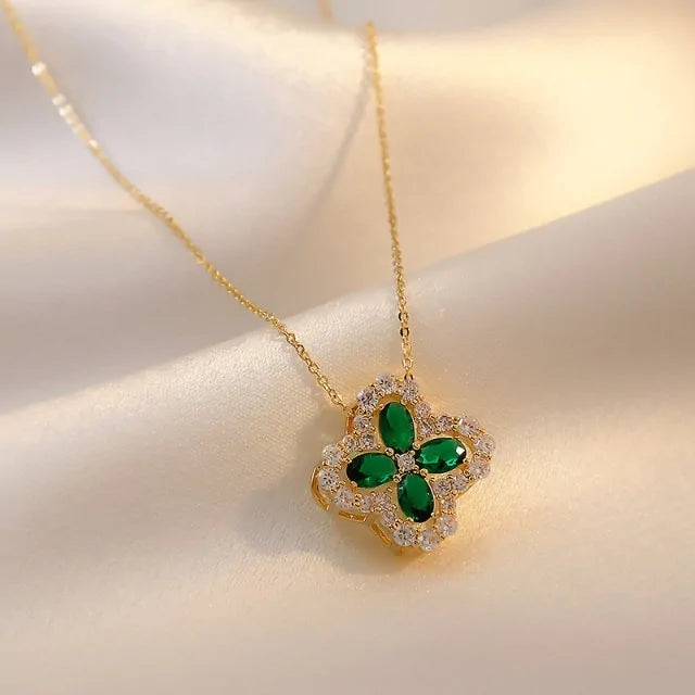 Green Crystal Flower Pendant