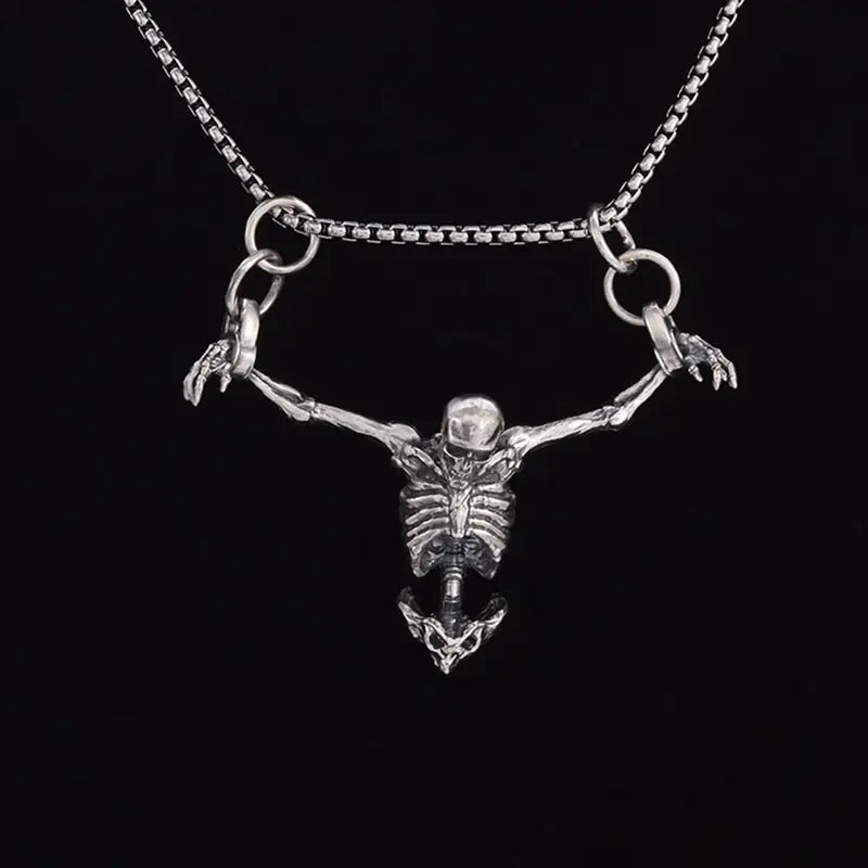 Crucifixion Skull Pendant Necklace