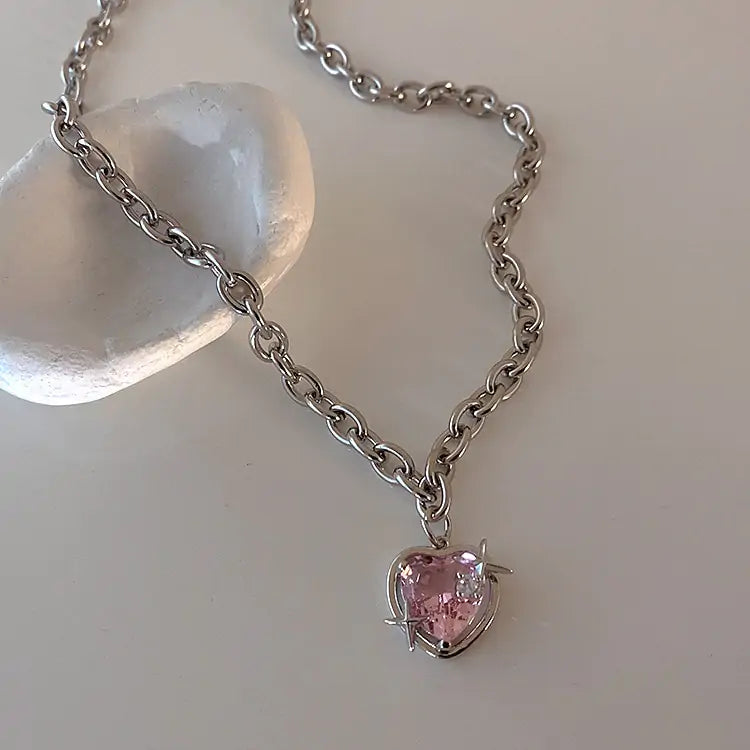 Peach Heart Pendant Necklace