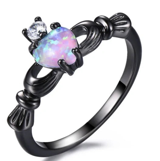 Fire Opal Heart Ring