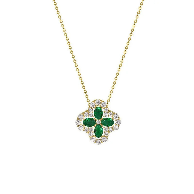 Green Crystal Flower Pendant