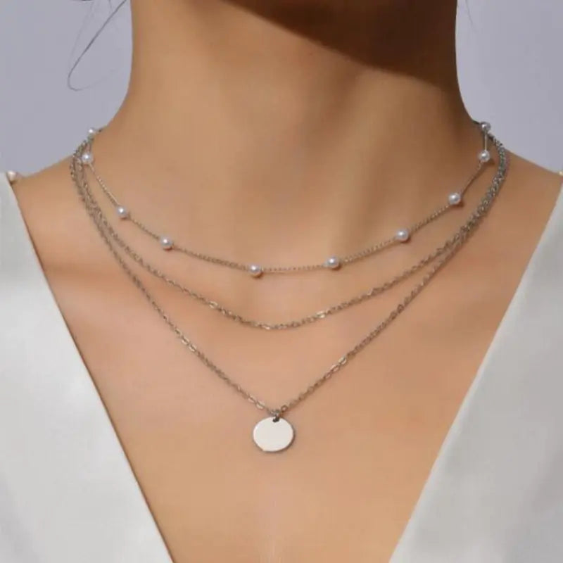 Crystal Pearl Pendant Necklace