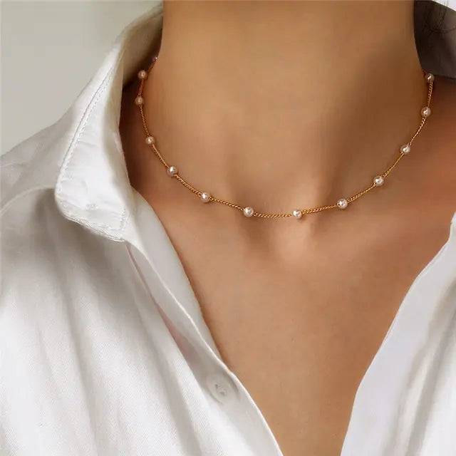 Crystal Pearl Pendant Necklace