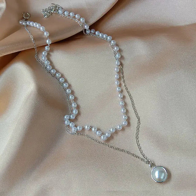 Crystal Pearl Pendant Necklace