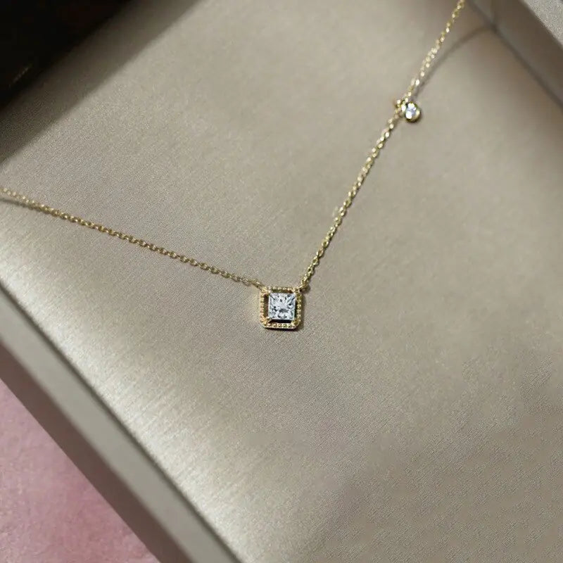 Square Emerald Pendant Necklace