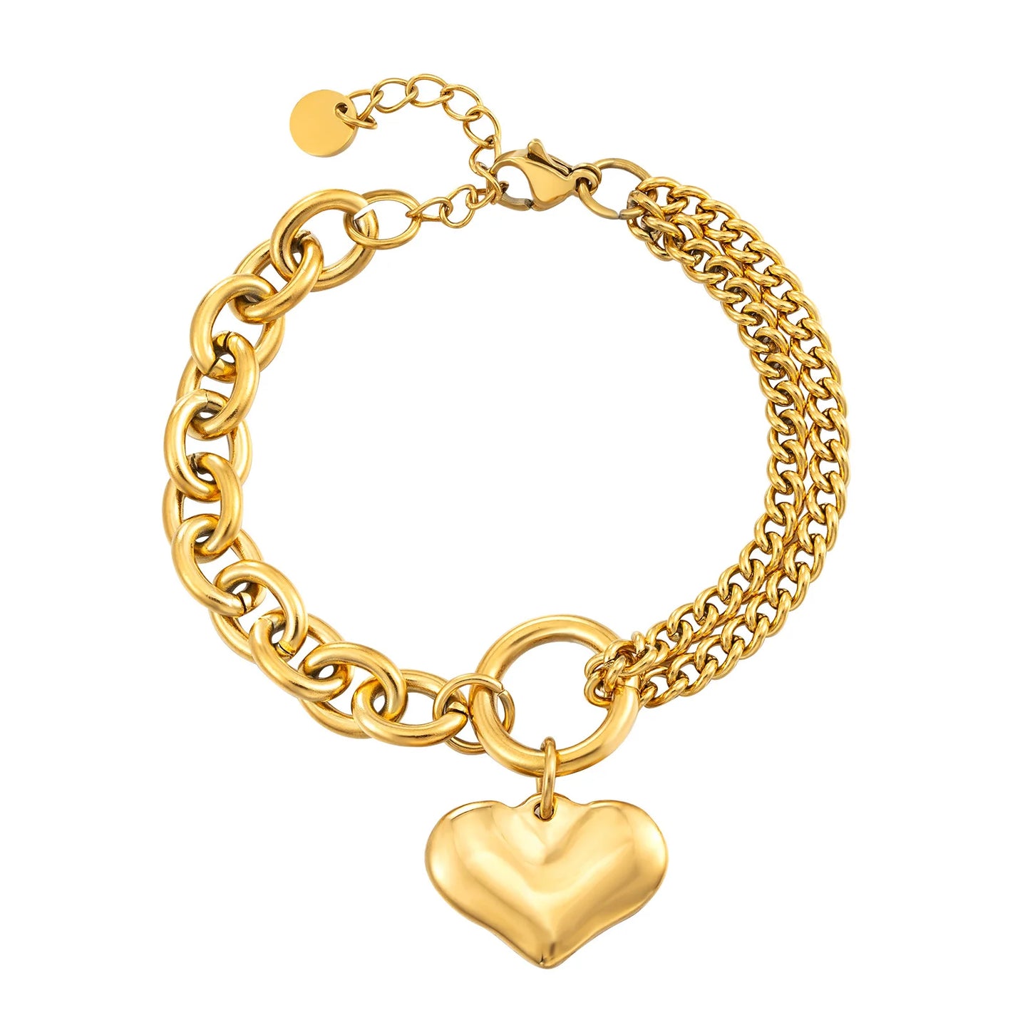 Metallic Heart Pendant Bracelet