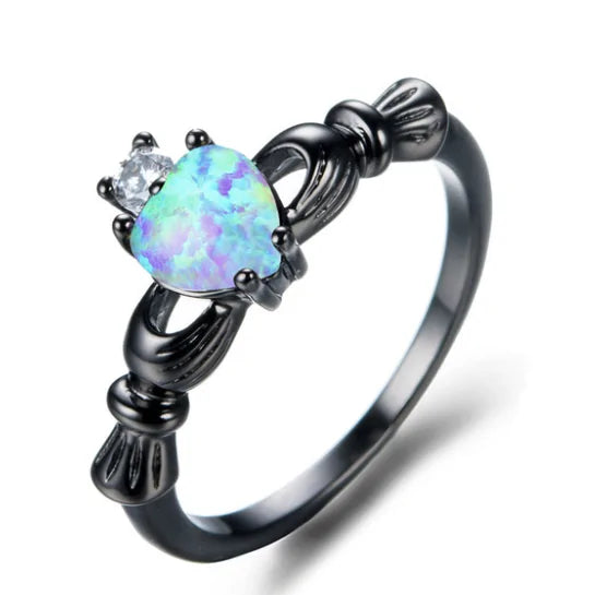 Fire Opal Heart Ring